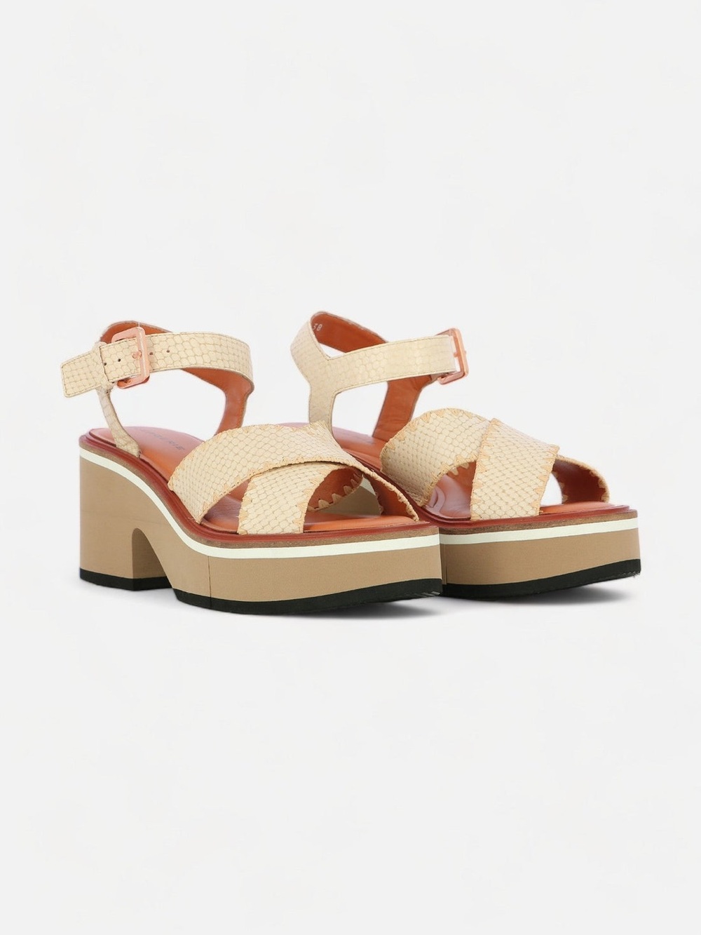 Clergerie Paris Chrissy Sandals Women's Cream raffia Woven Platform Sandals